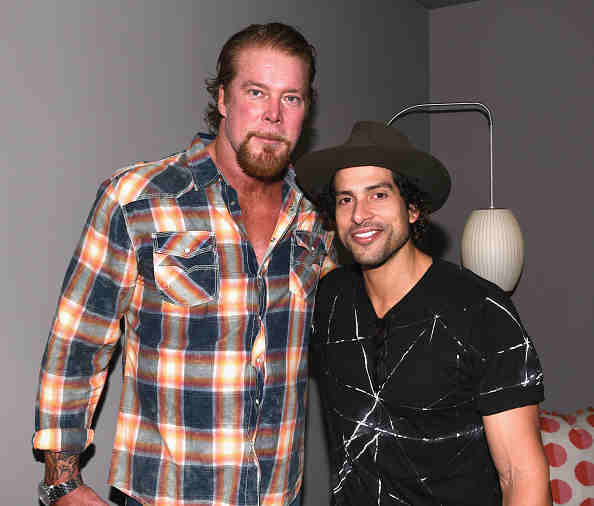 Wrestler Kevin Nash And Actor Adam Rodriguez Pose For A Photo During Matt Bomer Spotlight Award Tribute 